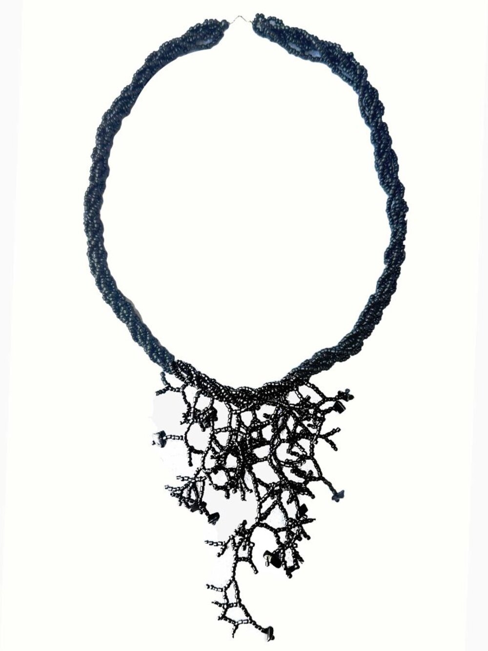 Black Beaded Boho Necklace